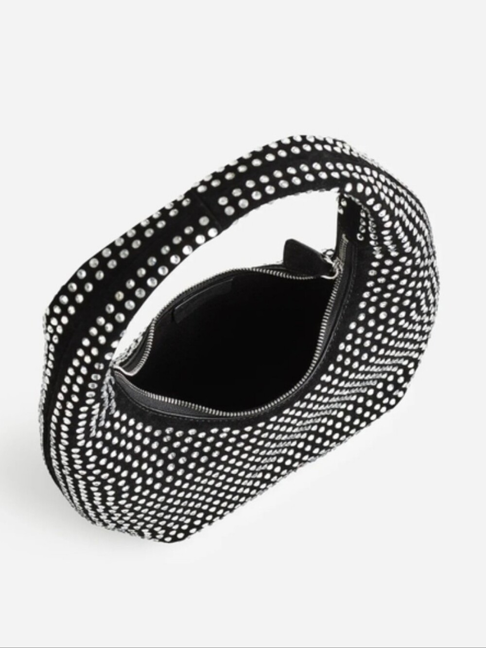 NWT Madewell The Medium Crystal Embellished Suede Bag Black/Silver